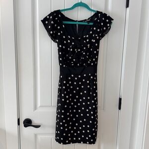 Express Black and White Polka Dot Midi Dress